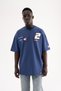 Men's Multiple Patchies Washable Oversize T-Shirt Midnight Blue - 3