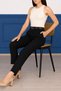 Hayal 242-12-25 Women's High Waist Classic Fabric Trousers – Straight Leg, Belt Detail - 5