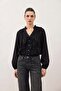Black Ruffled Women's Shirt - 2