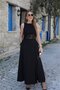 Women's Open Shoulders, Open Waist, Lace Trim, Slit, Long Janjan Crepe Dress - 3