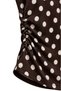 1004 Women's Cotton Square Neck Polka Dot Side Ruffle Detailed Crop T-Shirt Blouse Brown - 3