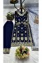 Blue Faux Georgette Embroidered Kurti Palazzo & Dupatta - | Blue