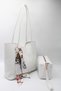 Women's White Large Size Scarf Detailed Handy Hand, Arm and Shoulder Bag with Puppy Detail - 6