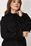 Ruffled Satin Blouse with Belt 46485 - 3