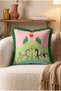 Two Horses Landscape Pattern Fringed Throw Pillow Cover - Colorful Nature Pillowcase with Green Tassels - 5