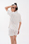 Shirt Collar Short Sleeve Teddy Bear Bow Patterned Milan Shorts Summer Women's Pajama Set - 5
