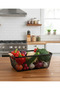 Black Mesh Storage Basket with Wooden Handles – Space-Saving Multipurpose Organizer for Closet, Laundry & Home Storage - 2