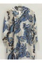 Beige Italian Shawl Pattern Hooded Foldable Long Sleeve Oversize Long Shirt Dress Size 42 - 46 - 2