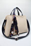 Women's Cream Navy Blue Large Size Inner Pocket Double Handle Scarf Detailed Useful Cross Strap Hand and Shoulder Bag - 7