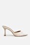 Women's ecru pointed-toe high heel mules