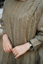 Women's Shoulder Gathered Detail Layered Striped Tunic Green - 5