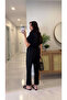 Fonle Black Short Sleeve Belted Jumpsuit - 2