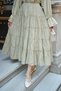Women's Skirt with Sewing Details and Elastic Waist in Mold Green - 4
