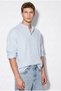 Men's Baby Blue Breathable Half Oversize Muslin Fabric Long Sleeve Court Collar Shirt 60001002 - 4