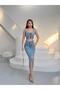 Premium Zipper Detailed Crop Top and Slit High Waist Skirt Two-Piece Set - 2