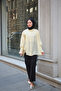Women's Gathered Sleeve Striped Shirt Yellow - 3