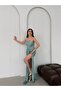 Mint Strapless Waist Detailed Sequined Evening Dress - 4