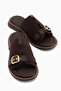 Gretha Brown Suede Buckle Women's Slippers - 4
