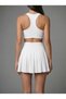 Women's High Waist Pleated Sports Tennis Skirt with Inner Tights White - 4