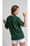 Women's Khaki Oversize Crew Neck Comfortable Fit Relaxed T-Shirt - 4
