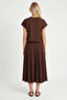 Modal Padded T-Shirt Skirt Set Lnt0041 Brown - 7