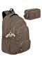 Dark Mink Tr5 Set of 2 Lux Crinkle Fabric High School and Middle School Backpack + Pen Holder Monkey