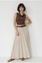 Women's Cream 100% Cotton Pleated Lined Belt Detailed Maxi Skirt De261079 60286313 - 4