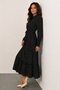 Belted Polka Dot Hijab Dress B2589 Black - 3