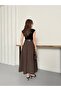 Cupra Fabric Belted High Waist Slit Pleated Midi Skirt - 6
