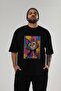For the Love of Cats 61 Front Cat Printed Black Oversize T-Shirt 100% Cotton Unisex Cat Lover Premium Design - 6