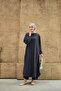 Women's Shirt Collar Midi Length Long Shirt Suit Navy Blue - 2