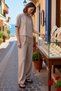 Women's Oversize Short Sleeve Crew Neck Lace Detailed Asymmetrical Cut Knitted Set XS Daily Comfortable - 2