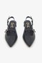 Navy Blue Genuine Leather Women's Ballerina Slingback Shoes - 6