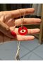 Women's Brass Steel Rose Gold Chain with Red Round Eye Pendant