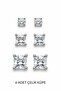 Women's White Color Steel Zircon Stone 3-Piece Solitaire Earring Set (6 Pieces)