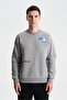 Ar-Ma Men's Crew Neck Sweatshirt with Text Print, Pocketless, Regular Fit, Three Yarns K28124602001