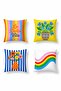 Rainbow Flowers Patterned 4-Piece Throw Pillow Cover Set - 3