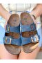 Stella Blue Double Buckle Daily Flat Sole Women's Slippers
