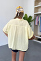 Women's Short Sleeve Buttoned 100% Cotton Shirt Yellow - 26Y 2132 - 4