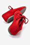 Genuine Leather Women's Red Suede Lace-Up Ballerinas Lisa - 4