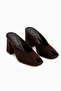 Sussie Genuine Leather Brown Suede Women's Heeled Shoes - 3
