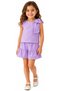 Girl's Floral Embroidered Shoulder Bow Detail Lilac Color Shorts Set