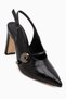 Sanita Black Crocodile Patterned Buckle Detailed Women's Heeled Shoes