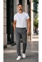 Men's Anthracite Quality Stretchy Lycra Ankle Length Relaxed Fit Slim Fit Fabric Pants - 4