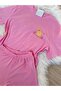 Candy Pink 100% Cotton Ruffled Printed Shorts Knitted Pajama Set - 5