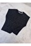 Stone-Embellished Sleeveless Blouse Ottoman Fabric Blouse - 5