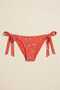 Women's Red Floral Patterned Fully Lined Side Tie String Bikini Bottom - 7