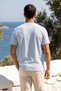 Men's Light Blue Plain Basic Flexible Crepe Wrinkle Fabric Thin T-Shirt 26Etshkrin - 3