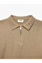 Zipper Detailed Long Sleeve Polo Collar Knitwear School Sweater - 4