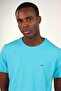 Ar-Ma Men's Crew Neck T-Shirt Unprinted Basic Slim Fit Full Single Jersey Y22344451101 Turquoise-T1 - 2